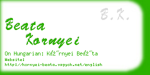 beata kornyei business card